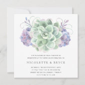 Groen en Paars Succulent Bouquet Square Weddenscha Kaart (Voorkant)