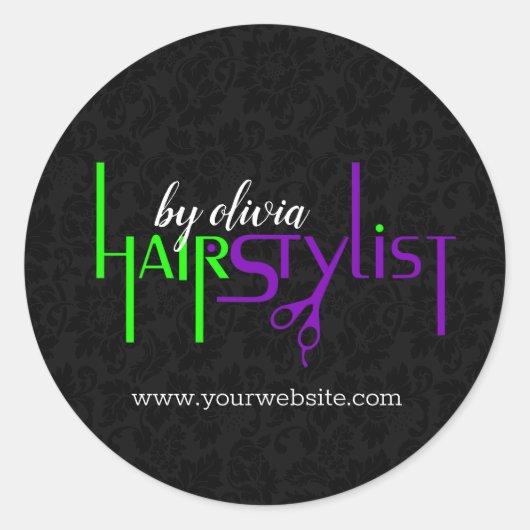 Groen en Paars tekstontwerp Ronde Sticker (Voorkant)