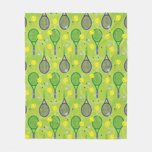 💚 💜 Groen en paars tennisracketpatroon Fleece Deken (Voorkant)