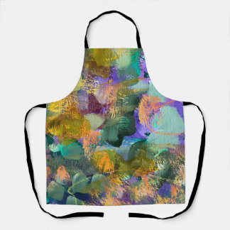 Groen en Paarse Abstracte Bloemen Schort