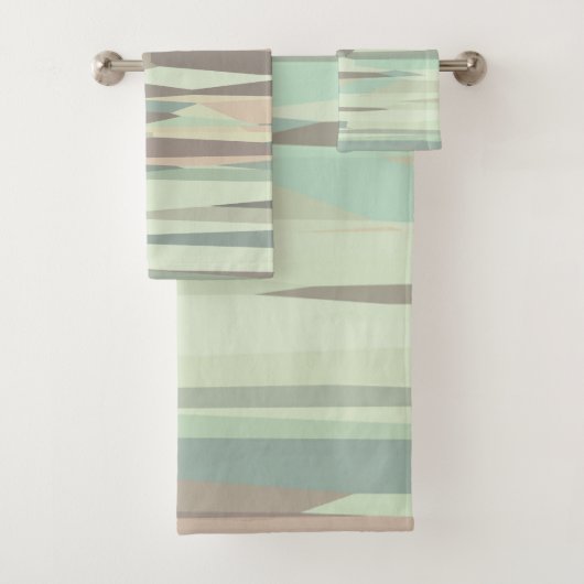 groen en perzik Abstracte Strepen Bad Handdoek (Insitu)