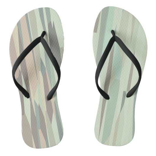 groen en perzik Abstracte Strepen Teenslippers (Voetbed)