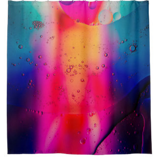 Groen en rood abstract schilderij douchegordijn