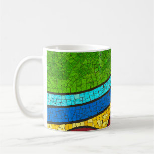 Groen en rood abstract schilderij koffiemok