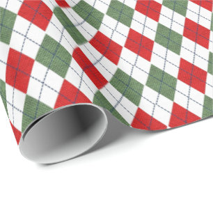 Groen en rood argylepatroon cadeaupapier
