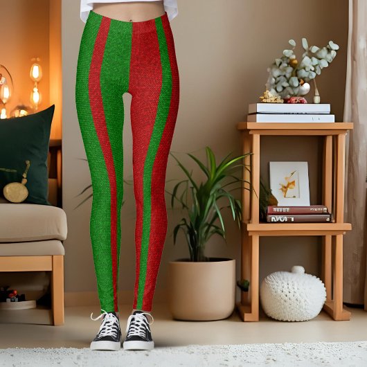Groen en Rood Breien Leggings