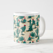 Groen en rood cactus patroon extra grote beker (Voorkant rechts)