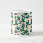 Groen en rood cactus patroon extra grote beker (Voorkant)