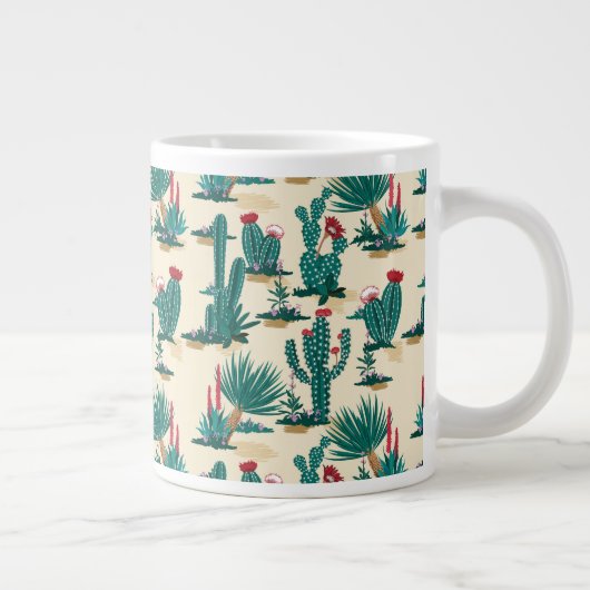Groen en rood cactus patroon extra grote beker (Rechts)