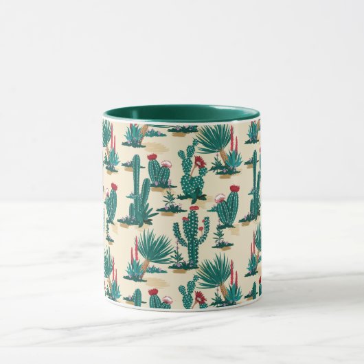 Groen en rood cactus patroon mok (Midden)