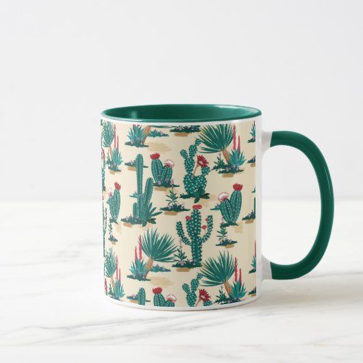 Groen en rood cactus patroon mok (Rechts)