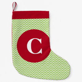 Groen en rood-Chevron-Initiaal Kleine Kerstsok
