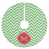 Groen en Rood Chevron Monogram Kerstboom Rok (Voorkant)