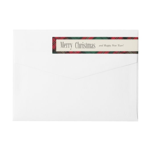 Groen en Rood Elegant Plaid Kerstmis Adres (Achterkant)