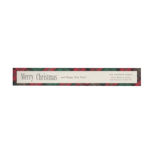 Groen en Rood Elegant Plaid Kerstmis Adres (Individueel)