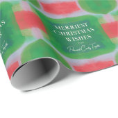 Groen en rood geschilderd Abstract kerstfeest Cadeaupapier (Rol Hoek)