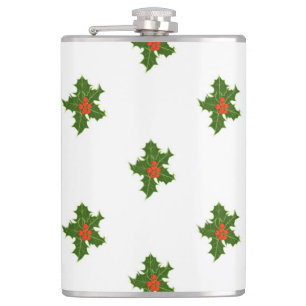 Groen en rood Holly Plant Heupfles