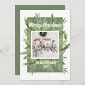 Groen en rood Holly Soft en lichte kerstkaart (Voorkant / Achterkant)