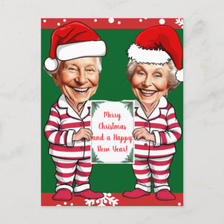 Groen en rood Oma en Opa Xmas Briefkaart