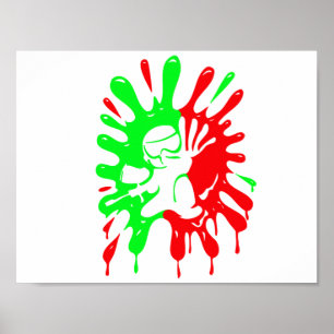 Groen en rood schildpad en mascotte poster