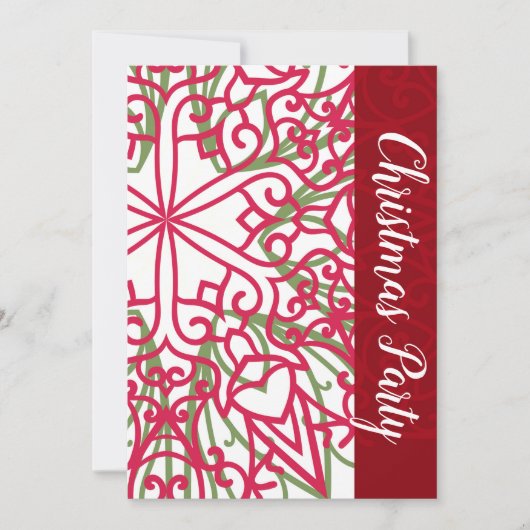 Groen en rood Snowflake Kerstmis Modern Kaart (Voorkant)