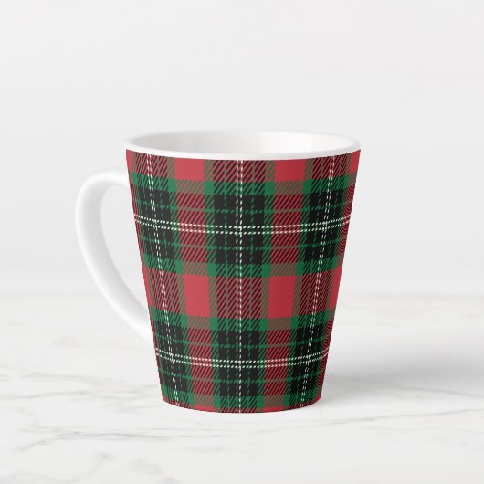 Groen en rood Tartan Latte Mok (Linkerhoek)