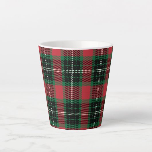 Groen en rood Tartan Latte Mok (Voorkant)