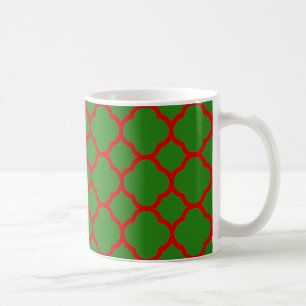 Groen en rood vierlobbig patroon koffiemok