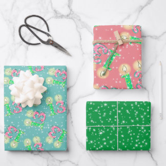 Groen en Roze 13e Birthday-verlooppapier Inpakpapier Vel