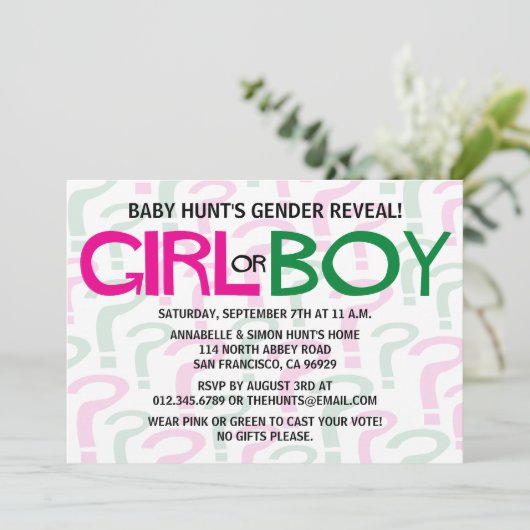 Groen en Roze Baby shower Kaart (Staand voorkant)