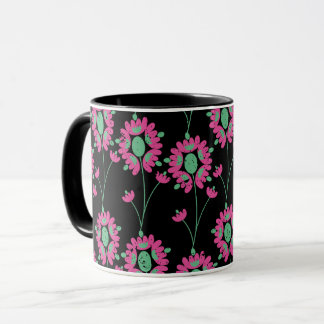 Groen en Roze Bloemen Naadloos Patroon Mok