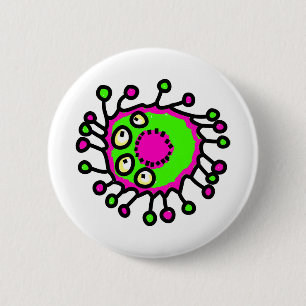 Groen en Roze Cartoon Germ Ronde Button 5,7 Cm
