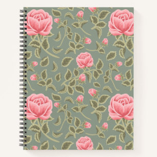 Groen en Roze Floral Notitieboek
