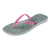 Groen en Roze geometrisch Abstract 2 Teenslippers (Schuin)