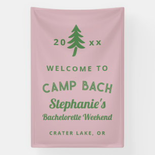 Groen en Roze Kamp Bach Meisjesweekend Spandoek