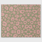 Groen en Roze Luipaard Patroon Cadeaupapier (Vlak)