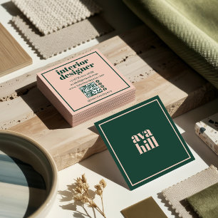 Groen en roze modern professioneel logo Minimalist Vierkante Visitekaartje