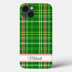 Groen en Roze Modern Stippen Aangepaste Naam iPhone 13 Hoesje