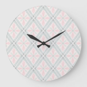 Groen en roze pastel diamant patroon grote klok