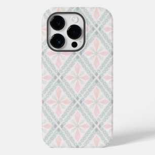 Groen en roze pastel diamantpatroon Case-Mate iPhone 14 pro hoesje