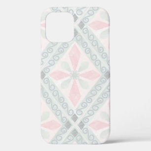Groen en roze pastel diamantpatroon iPhone 12 pro hoesje