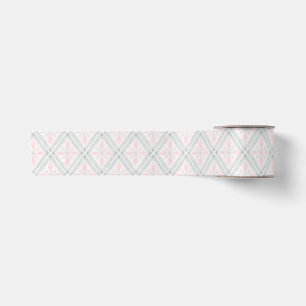 Groen en roze pastel diamantpatroon lint