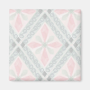 Groen en roze pastel diamantpatroon magneet