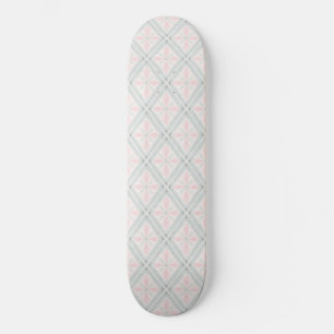Groen en roze pastel diamantpatroon skateboard