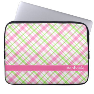 Groen en roze patroon laptop sleeve