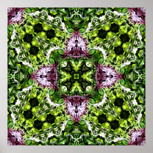 Groen en roze patroon met organische stroom poster