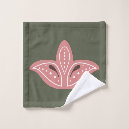 Groen en Roze Scandinavisch Patroon Bad Handdoek (Wasdoekje)