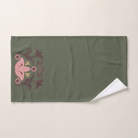 Groen en Roze Scandinavisch Patroon Bad Handdoek (Handdoek)