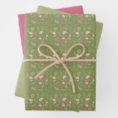Groen en Roze Schattige Bird Baby ShowerWrapping P Inpakpapier Vel (In situ)