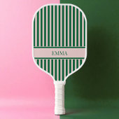 Groen en roze stipes moderne gepersonaliseerde naa pickleball paddle